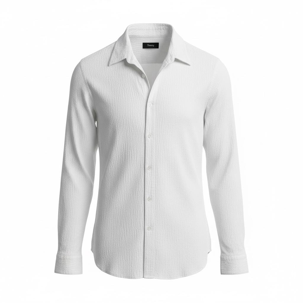 Theory Men's White Textured Long-Sleeve Button Shirt